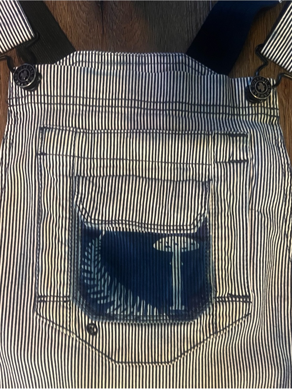 Striped Dovetail Overalls with Cyanotype Floral Panels - Picture 3 of 5